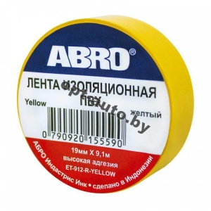 Изолента ABRO 19 мм 10 м желтая