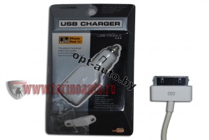 Адаптер в прикуриватель N-11 с 1 USB+кабель переходник для iPhone, iPоd 12-24V AJM Torino