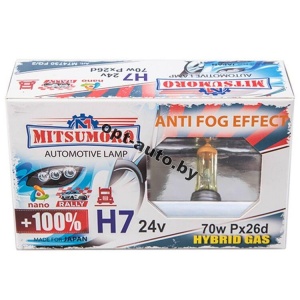 Автолампы MITSUMORO Н7  24v 70wPx26d +100% anti fog effect набор 2 шт. (Япония)