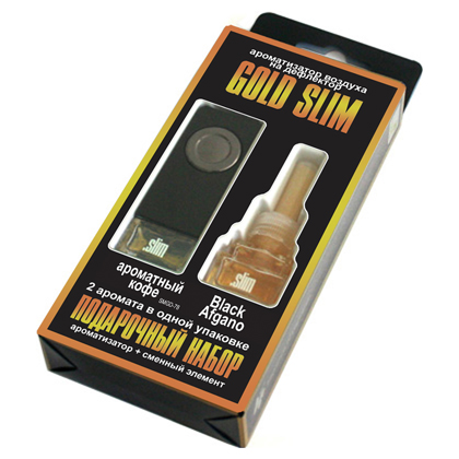 Ароматизатор на дефлектор "GOLD SLIM" Ароматный кофе + Black Afgano SMGD-78
