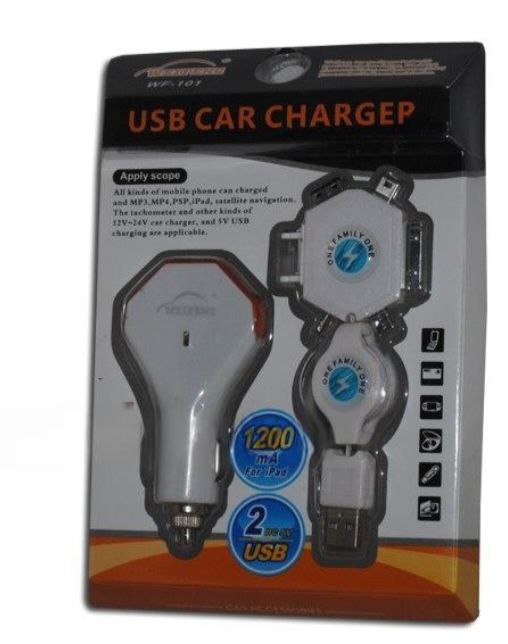 Адаптер в прикуриватель WF-101 с 2 USB+блок зарядки с 6 переходниками 12-24V Torino