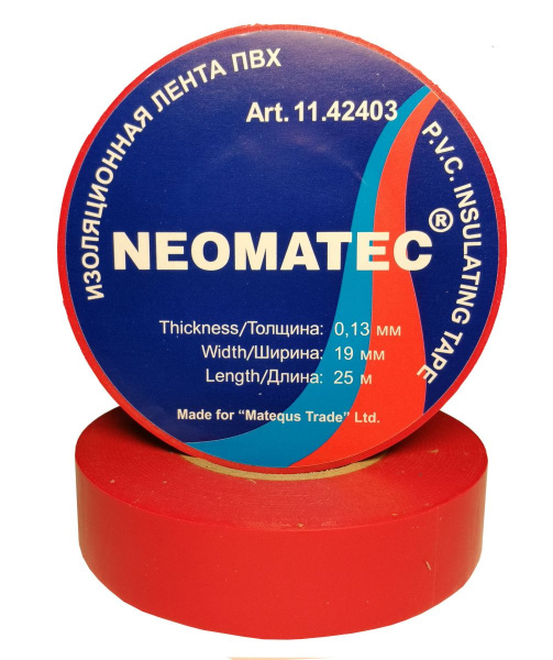 Изолента NEOMATEС 19 мм 25 м красная