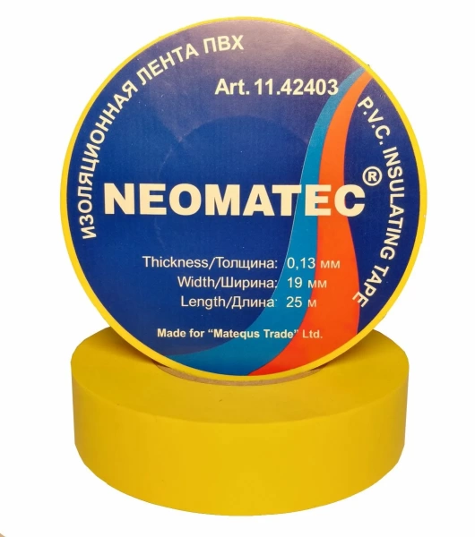 Изолента NEOMATEС 19 мм 25 м желтая