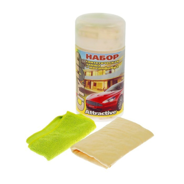 Салфетка в тубе СА-211 набор замша+микрофибра (43*32см)