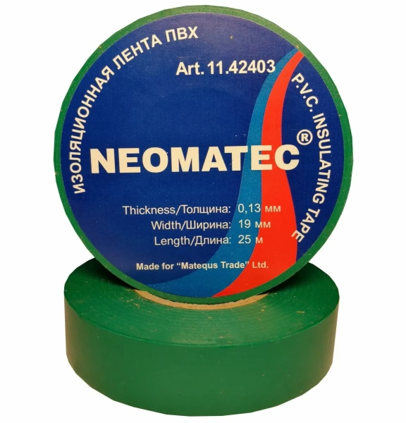 Изолента NEOMATEС 19 мм 25 м зеленая