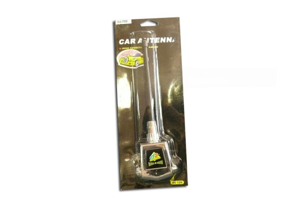 Антенна "HJ-700CH+BK" автомобильная, декоративная, резиновая черная +хром (на желобок)