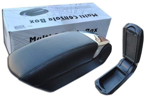 Подлокотник универсальный HJ-48025BK+CH слайдер, хром+черный (регулировка по высоте и углу наклона, сдвигаемая вперед на 50мм верхняя часть, дополнительный объем для хранения, ширина-12см)