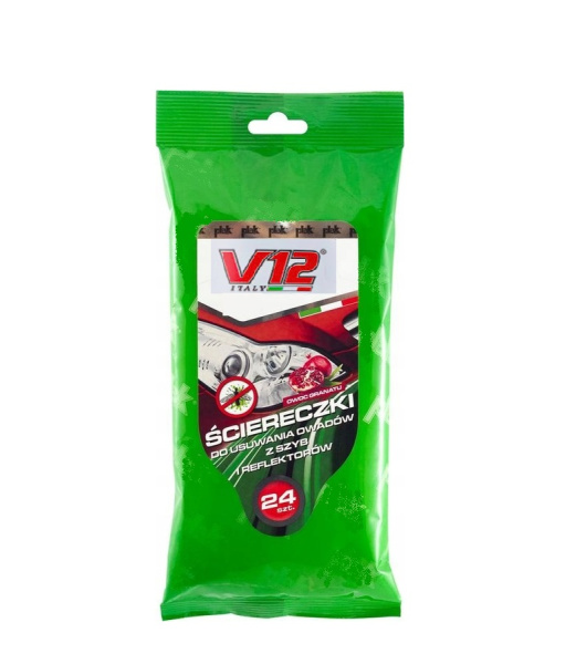 Салфетки влажные для удаления насекомых со стекол и фар V12